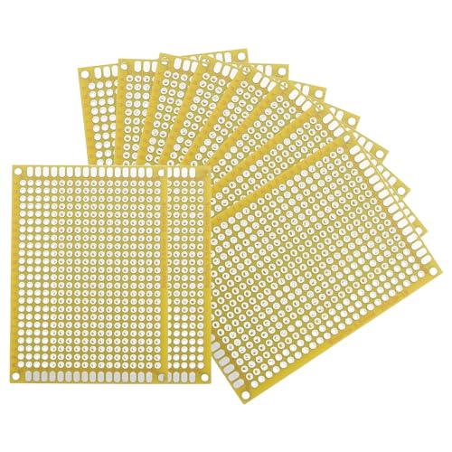 MECCANIXITY 10Pcs Solderable Breadboard, 2.76"x1.97" Double Sided Circuit Board Yellow Tinned PCB Board Small Prototype Board for DIY Electronics Projects Apply to Soldering Projects - color: Yellow Tinned, size: 2.76"x1.97"