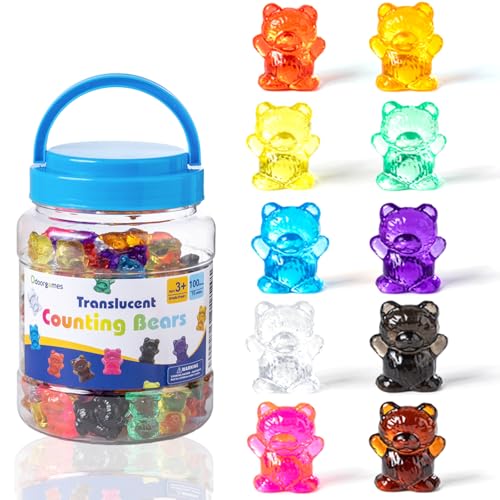 100 Pcs Translucent Counting Bears - Light Table Manipulatives