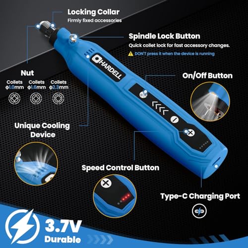 HARDELL Cordless Rotary Tool Kit Mini Rotary Tool with 69 Accessories - color: Blue