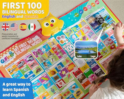 First 100 Words Bilingual Electronic Alphabet Poster for Kids - color: First 100 Words
