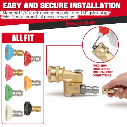 Meteor Blast Pressure Washer Pivoting Coupler, Gutter Cleaner Attachment - size: 5 angles, 120 degree