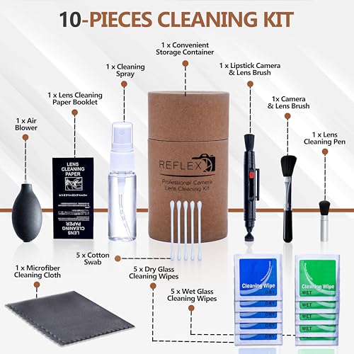 REFLEX CAMERA Professional 19 in 1 Camera Cleaning Kit, Camera Lens Cleaning Kit with Lens Pen, Air/Dust Blower, Microfiber Lens Cloth, Sensor Cleaning Swabs, Lens Solution & Handy Storage Container