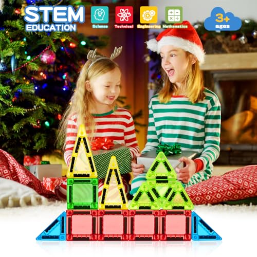 56Pcs Travel Magnetic Tiles, Mini Magnet Tiles Travel Set with Case - color: Color-3