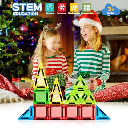 56Pcs Travel Magnetic Tiles, Mini Magnet Tiles Travel Set with Case - color: Color-3