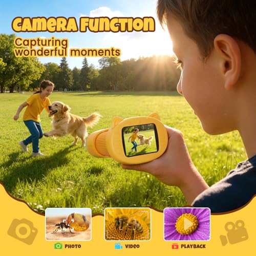 1000x Digital Microscope for Kids, Science Kits STEM Toy for Boy Girls 3-12 - color: Yellow