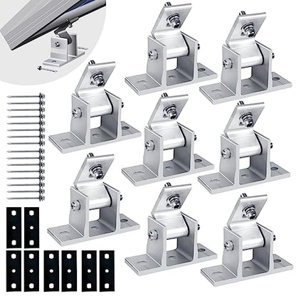 Solar Panel Mounting Brackets, 8PCS Adjustable RV Solar Panel Mount, Tilt Angle 10-60 Roof Mounting Kit for Solar Panels 400 W, 500 W - size: 8 Pieces
