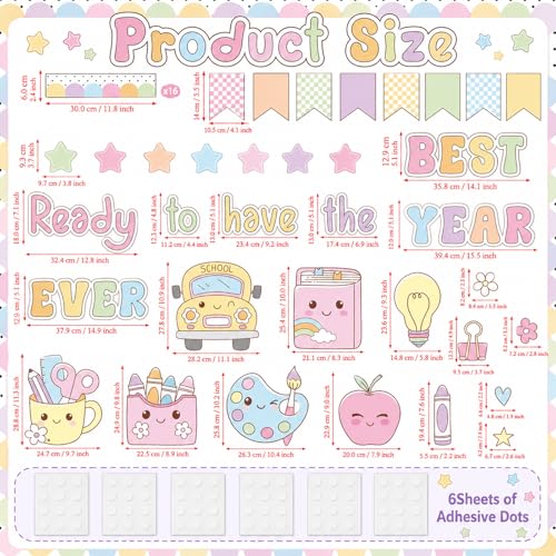 Back to School Bulletin Board Set Ready to Have the Best Year Ever Classroom Decorations Pastel Groovy Apple Motivational Paper Cutouts for First Day of School Chalkboard Wall Door Decor - style: Ready to Have the Best Year Ever