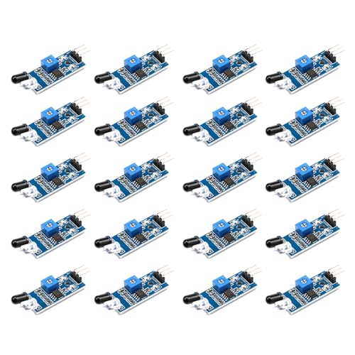 20pcs IR Infrared Obstacle Avoidance Sensor Modules for Arduino - Reflective Photoelectric Proximity Sensor, Ideal for Smart Car Robot, Arduino Car Distance Tracking,3.3V-5V DC
