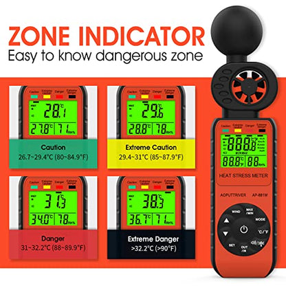 Heat Stress Meter Anemometer AP-881W Outdoor Wet Bulb Globe Thermometer