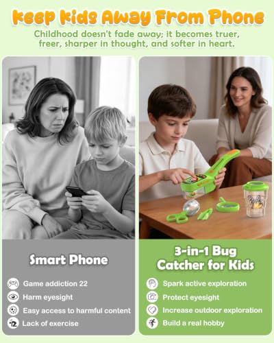 Bug Catcher for Kids,Kids Microscope,3-in-1 Insect Catching Kit for Kid - color: Green