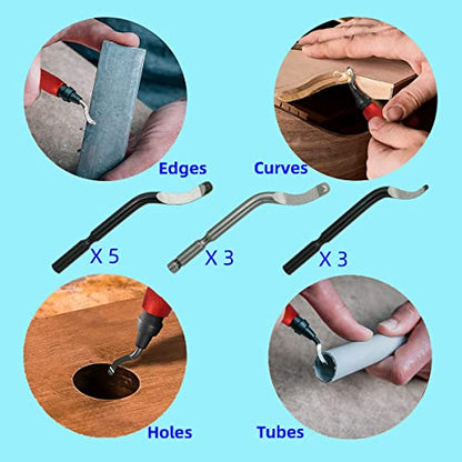 VASTOOLS Deburring Tool Kit Metal Handle Chamfer Tool 6.5Inch for Aluminum Steel Plastic Tube Hole 3D Printed Plastic Edges with Extra 10 HSS Blades Red Handle… - style: Red Handle_10blades