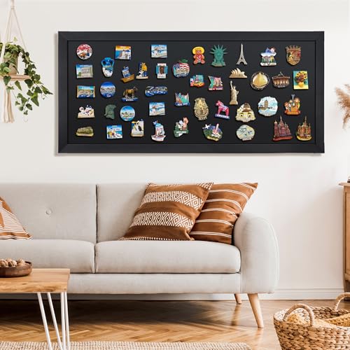SELEAD Magnetic Chalkboard Words Sign - 55" x 25", Black Solid Wood Frame - color: All Black, size: 25"W x 55"H