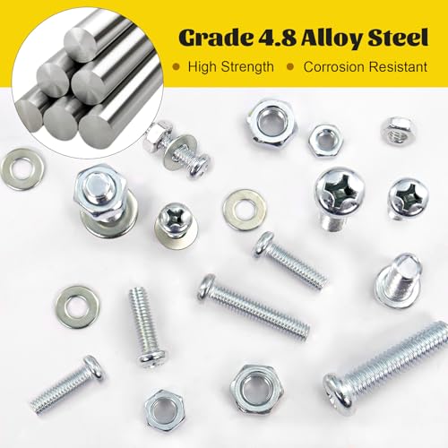 225pcs M4M5M6 Pan Head Machine Screws Assorted Kit,14/22/28/38/53 mm - size: S M4M5M6 225pcs