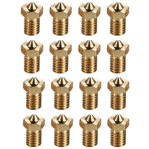 16Pcs V6 Nozzles 0.4mm Compatible for E3D V5 V6 Hotend, V6 Nozzle 0.4mm Compatible with ANYCUBIC I3 Mega A8 Prusa I3 MK3/MK3S 3D Printer Extruders Brass Nozzles, - style: 16Pcs V6 Nozzles 0.4mm