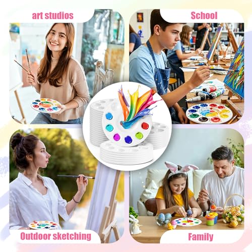 36 Pcs Plastic Paint Tray Palettes, White Mixing Paint Holders for Watercolor & Acrylic, Painting Supplies for Students, Art Class, DIY Crafts, Paint Parties