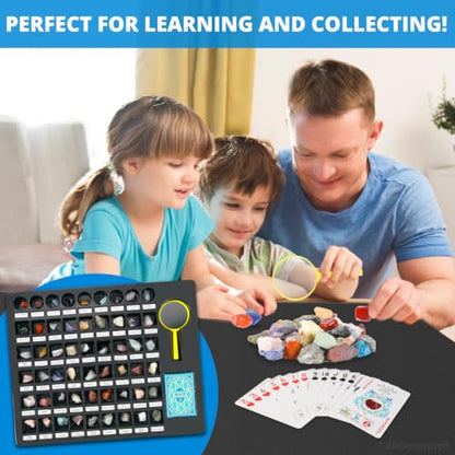 PIBEX Rock Collection Starter Kit, 54 Rocks & Minerals with Name Labels - style: 54PC Starter Edition