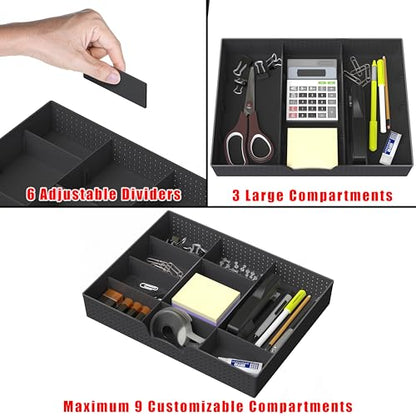 Simple Houseware Drawer Organizer Tray, 9 Adjustable Compartments, Black - color: Black, size: 1 Pack