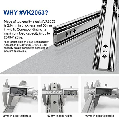 VADANIA #K53 20" Soft Close Heavy Duty Drawer Slides - color: #K53 - Soft Close, size: 20 Inch