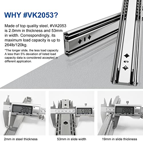 VADANIA #K53 24" Soft Close Heavy Duty Drawer Slides - color: #K53 - Soft Close, size: 24 Inch