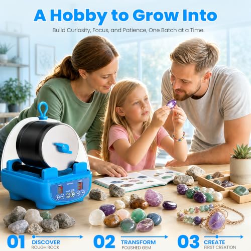 KomeStone K5 Rock Tumbler for Kids & Adults, Quiet Rock Polisher, Ages 6+