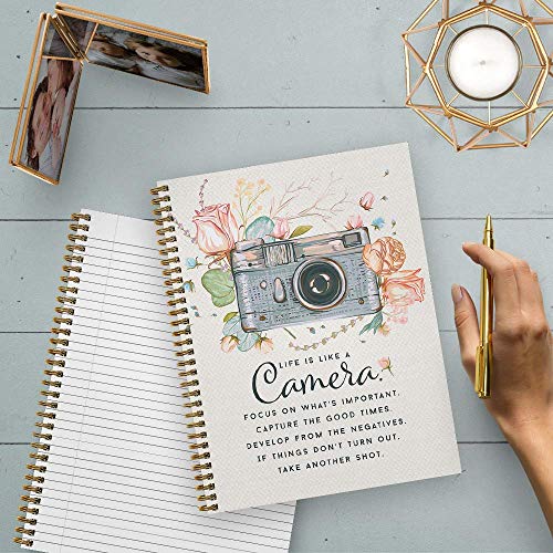 Gotcha Covered Notebooks Softcover Camera 8.5" x 11" Motivational Spiral Notebook/Journal, 120 College Ruled Pages, Durable Gloss Laminated Cover, Gold Wire-o Spiral. Made in the USA - color: Camera