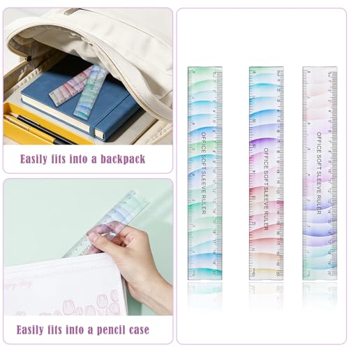 BAYTORY 6Pcs Flexible Plastic Ruler 20 cm/8 Inch, Transparent Rulers - size: 20 cm / 8 Inch