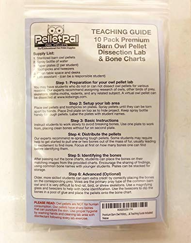 PelletPal Premium Barn Owl Pellets, Large (Pack of 10) - Free Bone ID Chart, 10 Forceps, 10 Paddle Picks, and Teaching Guide Included!