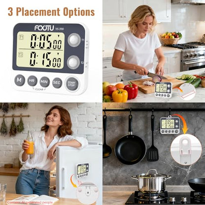 Digital Dual Kitchen Timer, 2Groups Count Up/Down Timer for Cooking - size: Dual Timer