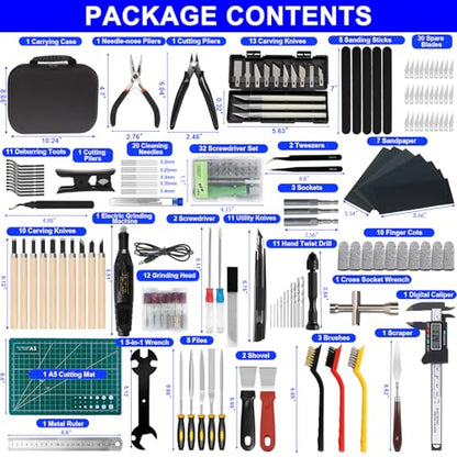 3D Printer Tool Kit, 202 Pcs 3D Printer Accessories Includes Deburring Tool, Removal Tools, Digital Caliper, Cutting Mat, Carrying Case, 3D Printing Tool Kit for Finishing, 3D Print Removing, Cleaning