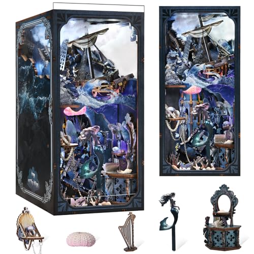 MiniCity Book Nook Kit, DIY Miniature Dollhouse Book Nook Kit with Dust Cover and LED Light for Teens and Adults (The Song of Sirens) - color: The Song of Sirens