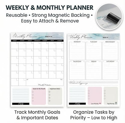 Magnetic Dry Erase Board 12x16 with Handle - style: Gold Handle + Planner