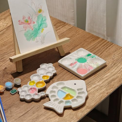 Bubble Ceramic Paint Palette, Ergonomic White Watercolor Mixing Color Tray