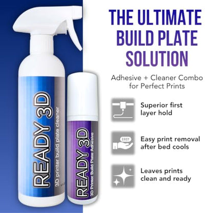 Printer High Quality Build Plate Cleaner, Rinse-Free Formula (Build Plate Adhesive 3.38oz & Build Plate Cleaner 16oz,12"x12" Microfiber Cleaning Towel) - style: Build Plate Adhesive 3.38oz & Build Plate Cleaner 16oz,12"x12" Microfiber Cleaning Towel
