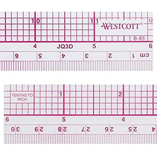 Westcott 10ths/Metric Beveled Ruler, 12-Inch/30cm (B-65), Clear (Pack of 2) - size: 1 Count (Pack of 2)