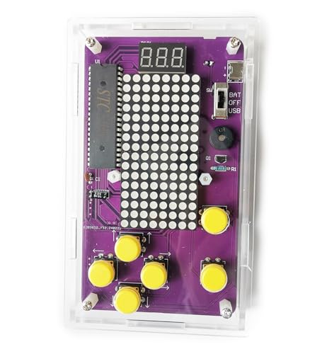 Basic Soldering Kit for Teaching, Soldering Practice Kit with Retro Classic Games, Soldering Projects for STEM Education, Electronic Kits for College High School Students Learning - color: Yellow Button (Purple Pcb)