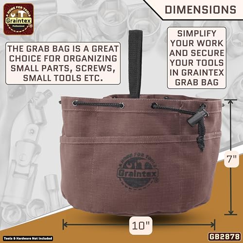Graintex 18 Pockets Grab Bag Rip-stop Canvas Drawstring Closure, Small Part Organizer Pouch, Small Tools, Screws, Parts, Parachute Tool Bag for Efficient Storage - Coffee Brown - color: Coffee Brown