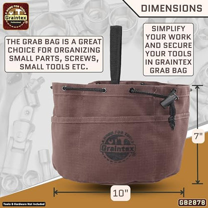 Graintex 18 Pockets Grab Bag Rip-stop Canvas Drawstring Closure, Small Part Organizer Pouch, Small Tools, Screws, Parts, Parachute Tool Bag for Efficient Storage - Coffee Brown - color: Coffee Brown