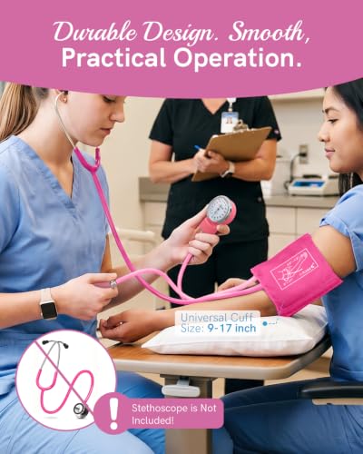 FriCARE Pink Manual Blood Pressure Cuff for Nurses/Nursing/Medical Students - color: Hot Pink