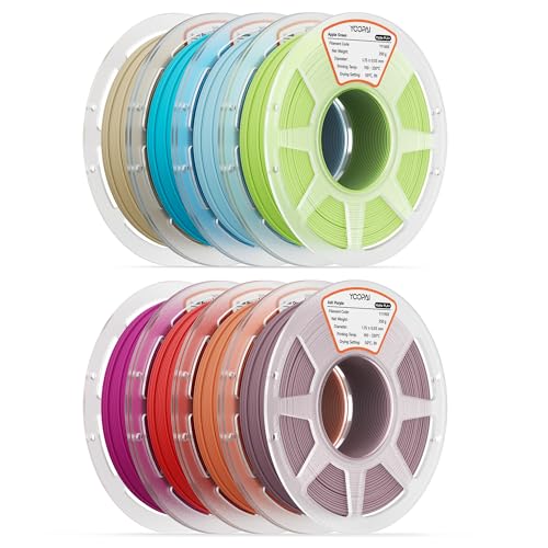 250g Matte PLA+ Filament 1.75mm Bundle, 3D Printer Filament Multicolor - color: Desert Tan+ice Blue+apple Green+orange+turquoise+red+purple+plum