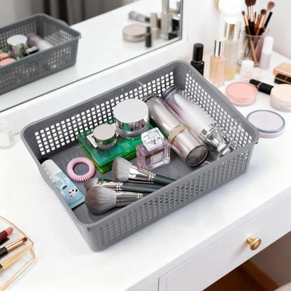 6 Pack Turn in Trays Classroom, Plastic Paper Trays, Gray