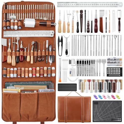 SAKERNEO Leather Working Tools kit Leather Tooling Kit Leather Craft Tools - size: Max Version