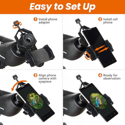 Eyeskey Universal Phone Adapter Mount – Ultra-Lightweight Clip for Binoculars, Telescopes & Microscopes | HD Video & Photo Capture for Hiking, Birding, Stargazing | Fits 99% Smartphones (Tripod-Ready)
