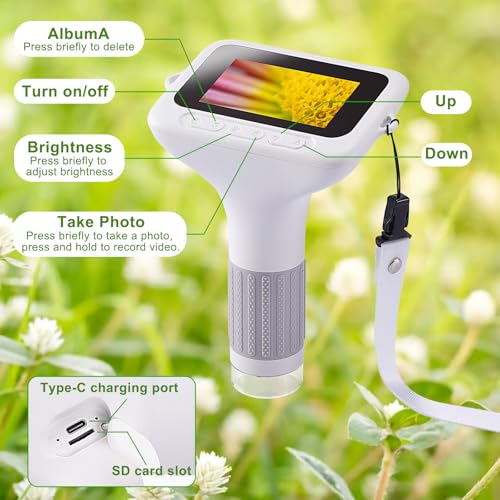 HOMEE 3" Kids Digital Microscope Kit, Portable Handheld Pocket Micro Scope