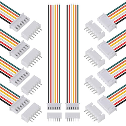 ACEIRMC 10Pairs JST-XH Connector Kit, XH 2.54mm 6 Pin Header Male and Female Connectors Plug Adapter with Flat Wire Cable 200mm 26AWG Compatible with JST XH (6P) - color: 6P