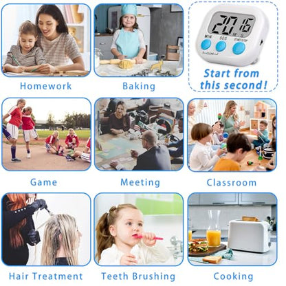 Lasubst Digital Classroom Timers for Teachers Kids School Supplies Bulk with Magnetic Back 24 Pack, Black White Pink Purple Blue Green - color: Black White Pink Purple Blue Green