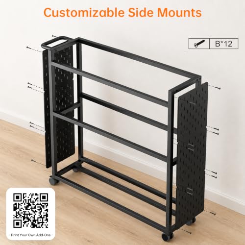 3D Printer Filament Storage Rack with Wheels,Cart Holds 30 Spools Filaments