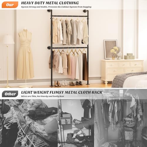 Aheaplus Industrial Pipe Clothing Rack, Reversible 3.5FT Clothes Rack - size: 41 inches