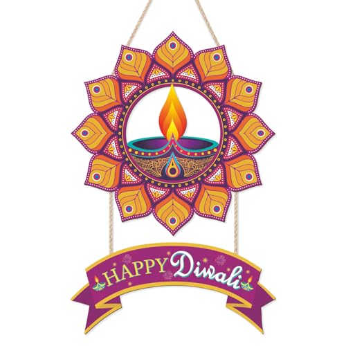HLNIUC Happy Diwali Wooden Sign Rustic Indian Diwali Wall Decor for Home - color: Diwali 2