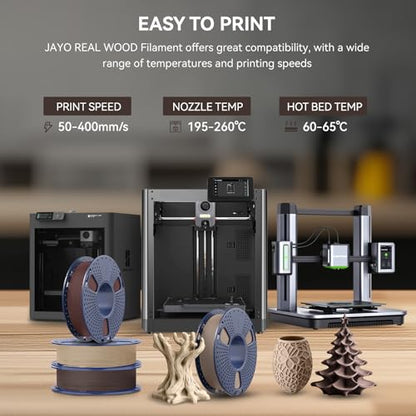 JAYO Wood PLA 3D Printer Filament Bundle 1.75mm, 250g, 4-Pack - color: Wood Pla-4x250g-walnut+logs+cherry+maple