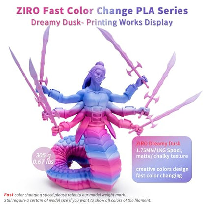 ZIRO 3D Printer Filament, Fast Color Change PLA 1KG Spool, Dreamy Dusk - color: Dreamy Dusk(matte)